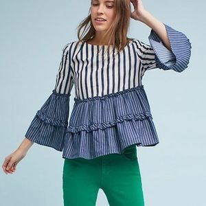 Eri + Ali Mixed Striped Blouse Size Large